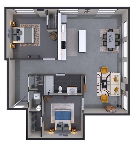 2 bed 2 bath D at Textile Apartments, Ohio